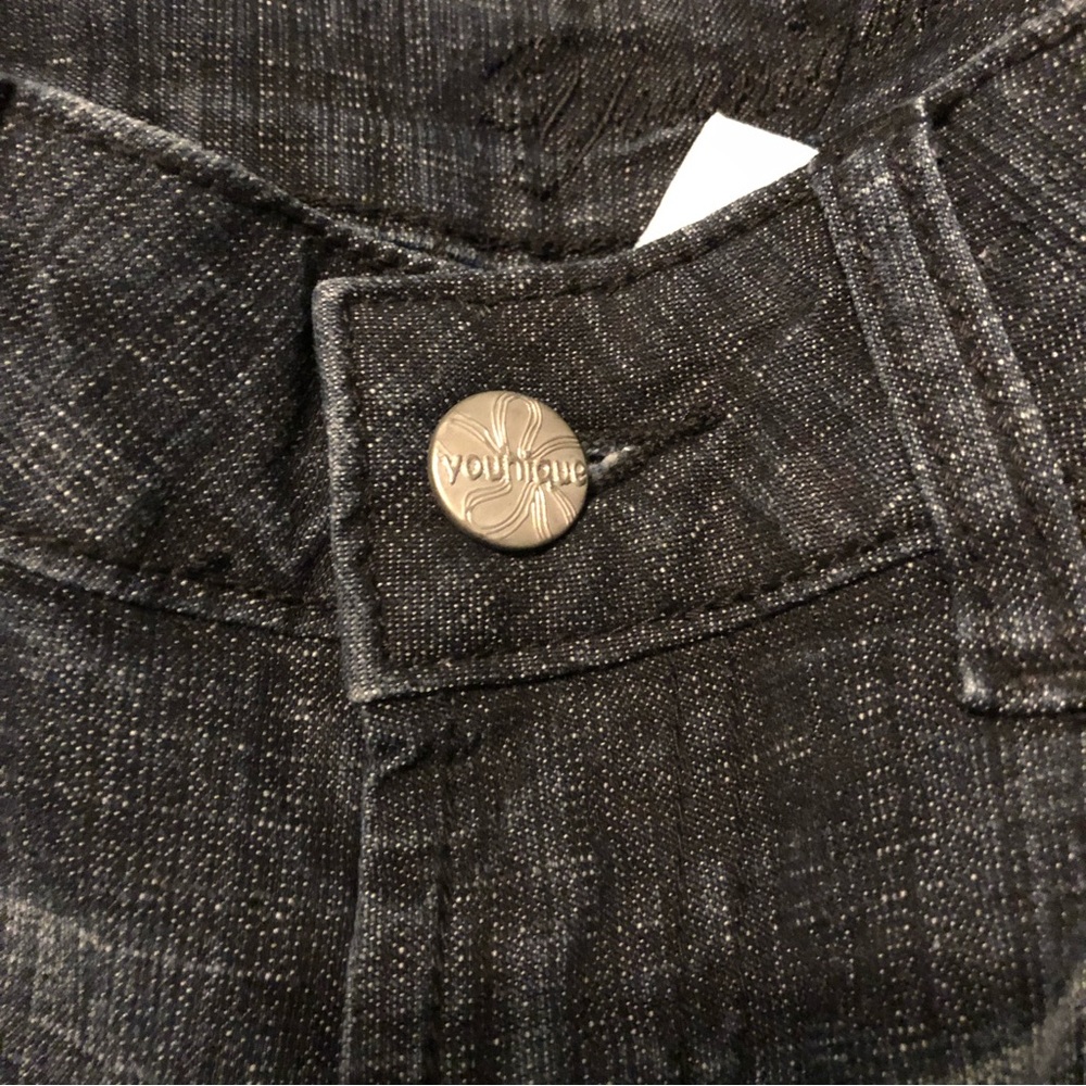 Unique Black Jean Mermaid Flare Skirt Diamanté Accents on back pockets Size 5 - Picture 7 of 16